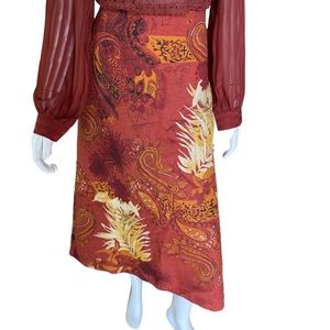 CAROLE LITTLE Vintage Boho Long Paisley Midi Skirt